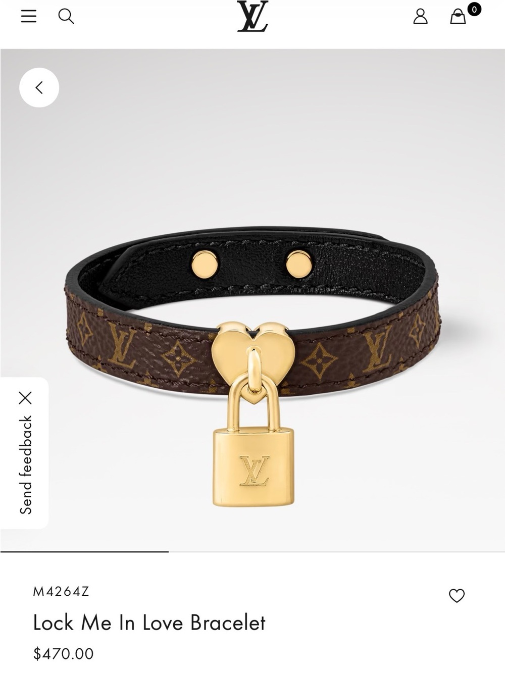 Louis Vuitton Brown Monogram Bracelet with Gold Padlock Heart